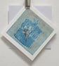 Square Blank Art Card from original Linocut-Perfume Bottle with Pressed Freesia - Image 5