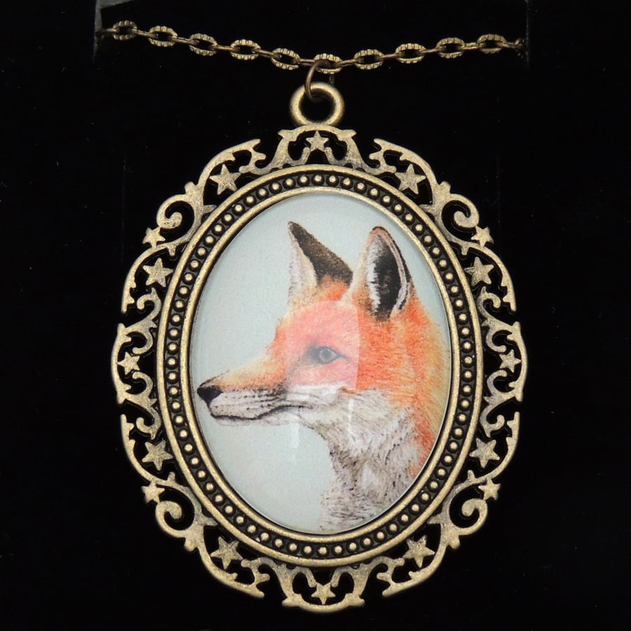 Fox Pendant Necklace - Fancy Bronze Style