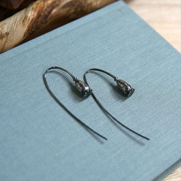 Poppy Pod Earrings, Silver Seed Pod, Nature Jewellery