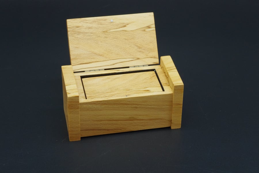 Wooden trinket, ring box with inner box. Handmade. Coloured Beech.