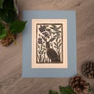 Mounted Hare Lino Print 