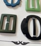4 Vintage Small Buckles & Slides- Green Black and Blue - Image 5