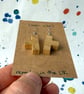 Light Wooden T Earrings from a 3D Puzzle - Old Stock - Super Seconds - Image 2