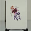 original hand drawn and painted floral blank  greetings card ( ref f 762)