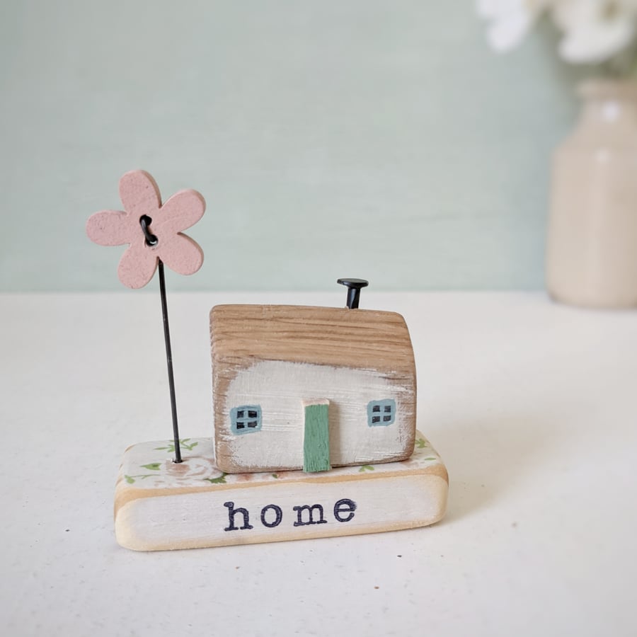 Little Wooden Handmade House and Base in a Bag - home