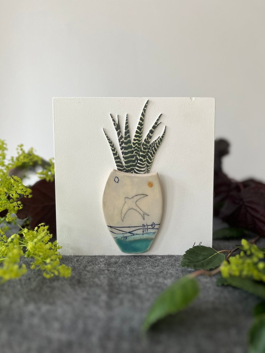  Ceramic Handmade Wall Plaque - 26 Swift Pot - Secret Studio Sale 