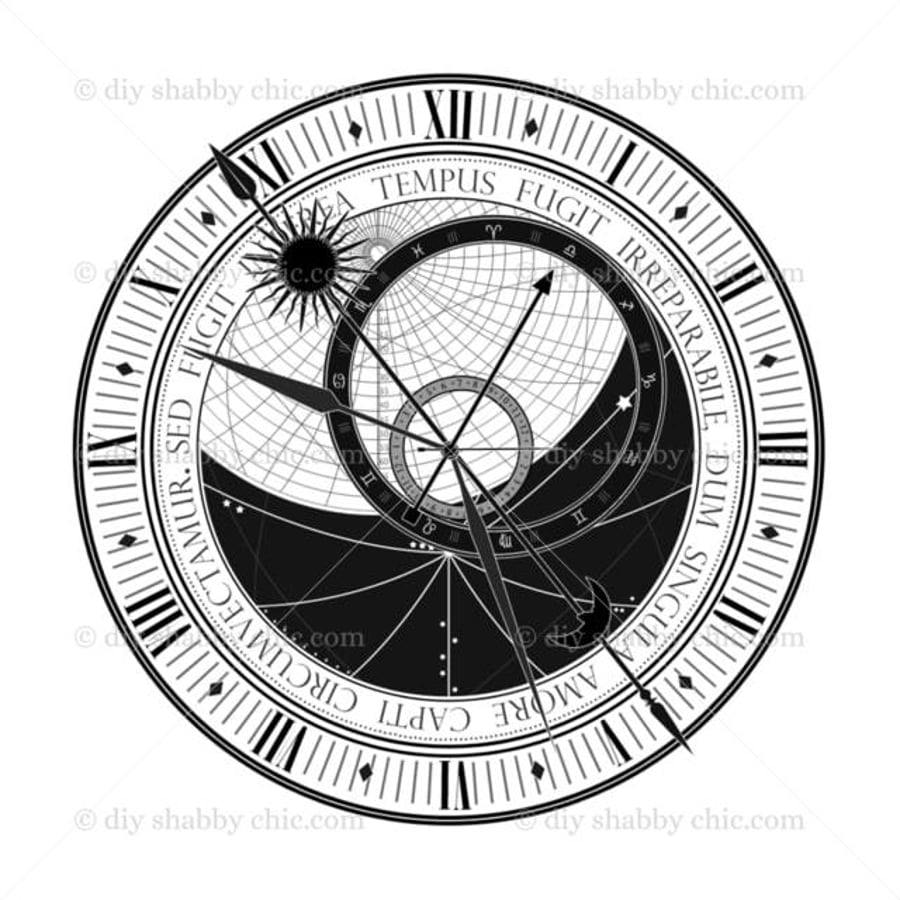 Waterslide Wood Furniture Decal Vintage Image Transfer Shabby Chic Sun Compass