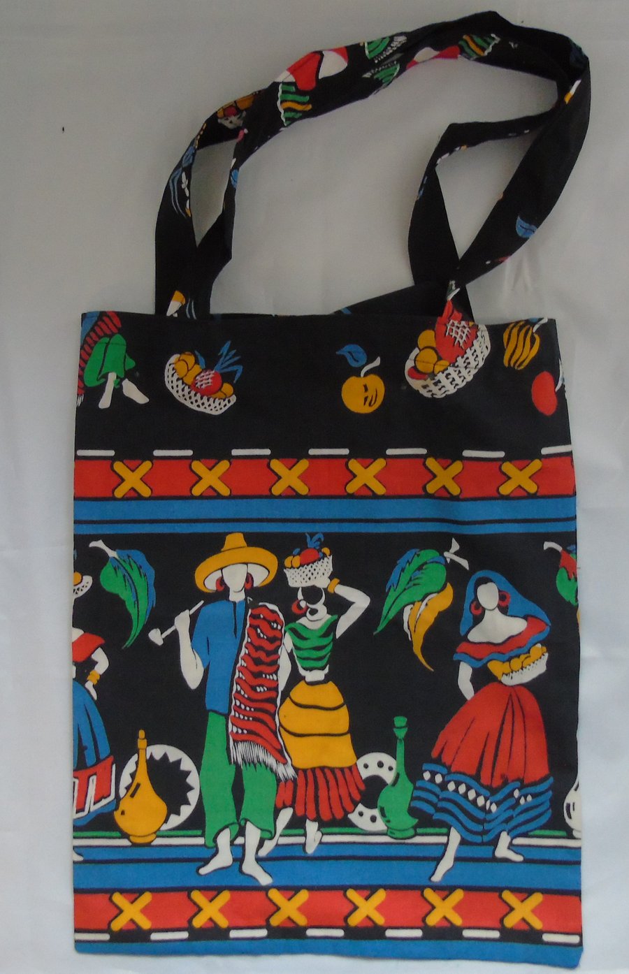Shopping or Tote Bag 50 s Vintage Mexican Fabric