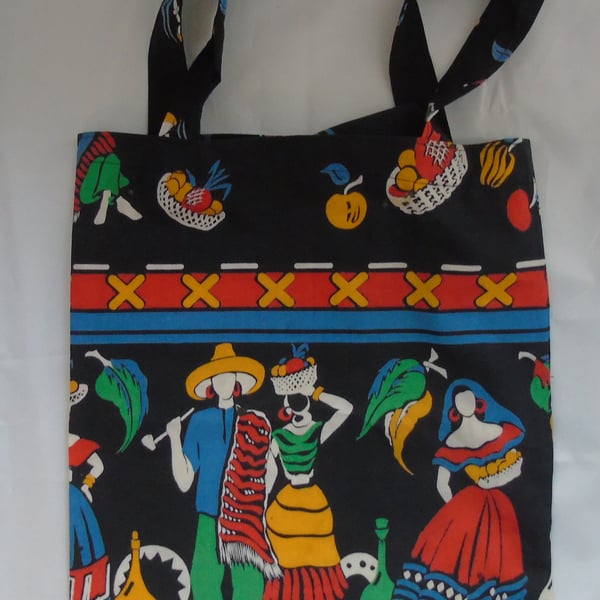 Shopping or Tote Bag - 50's Vintage Mexican Fabric