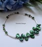 Keshi Pearl, Russian Diopside, Rhodanite Garnet Sterling Silver Bracelet LARGE - Image 8