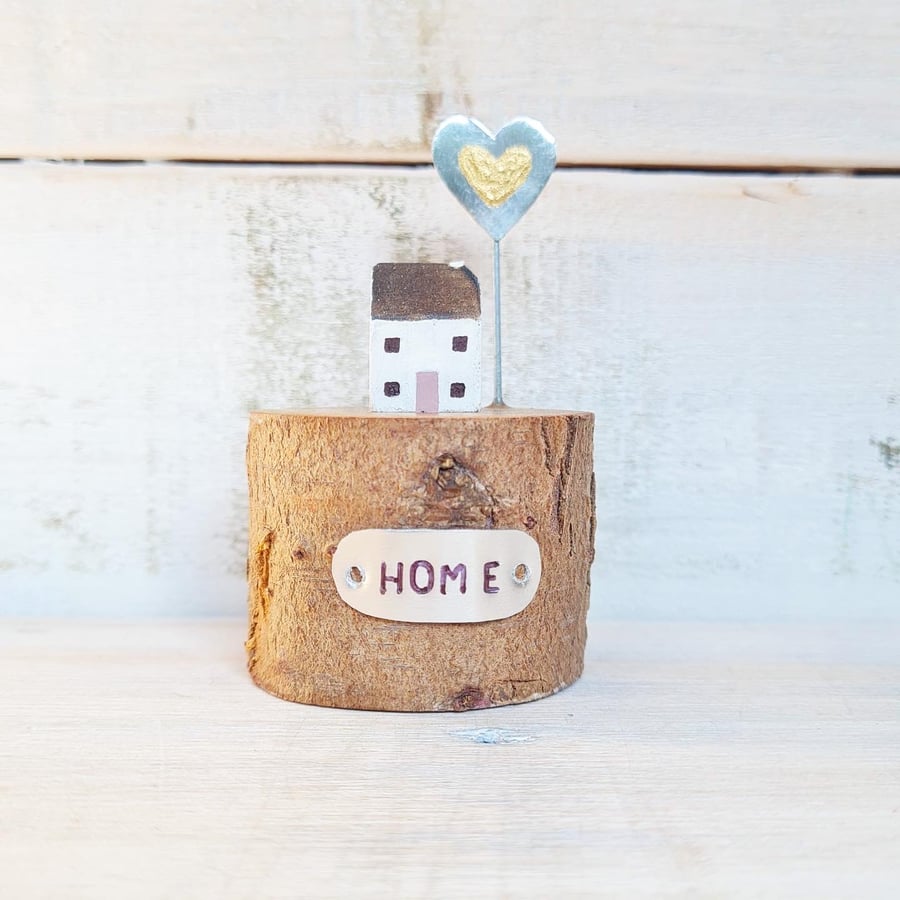 Miniature Wooden House with Heart