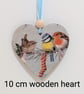 Garden birds Christmas decoration, hanging heart, wooden gift for a bird lover  - Image 2
