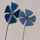 Blue stained glass flower stem