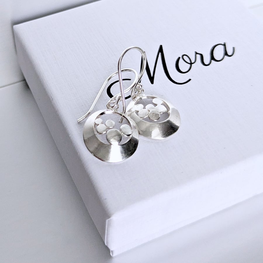 Silver Dangle Causeway Earrings - recycled sterling silver