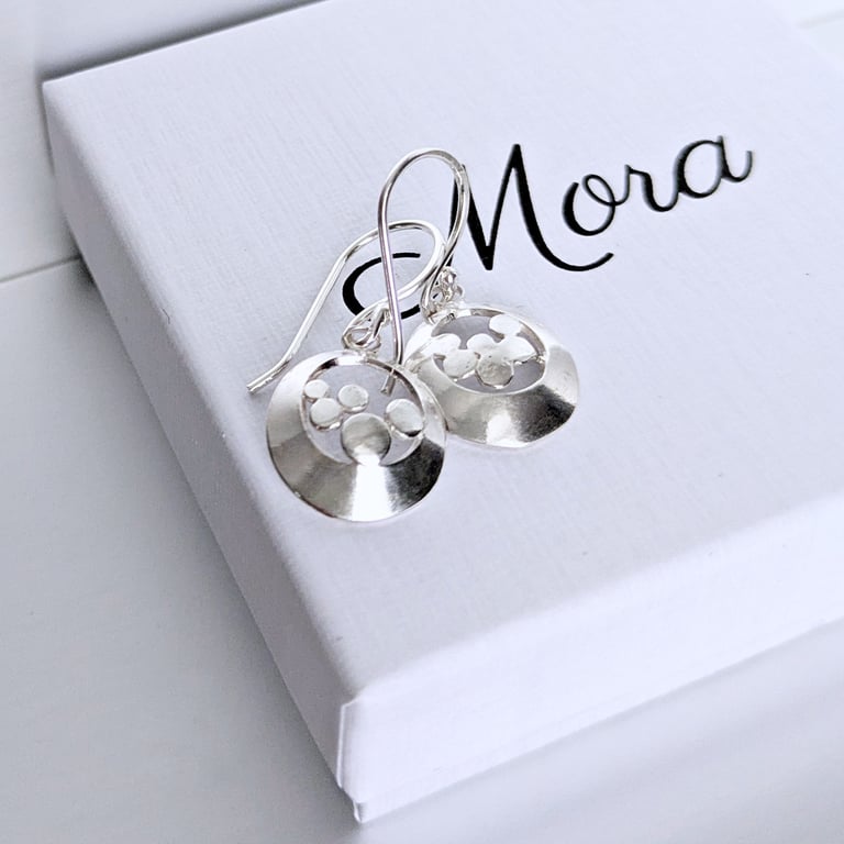 Silver Dangle Causeway Earrings - recycled sterling silver