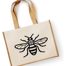 Manchester Bee Large Jute Shopper Bag - Bee ( Plain Bee )