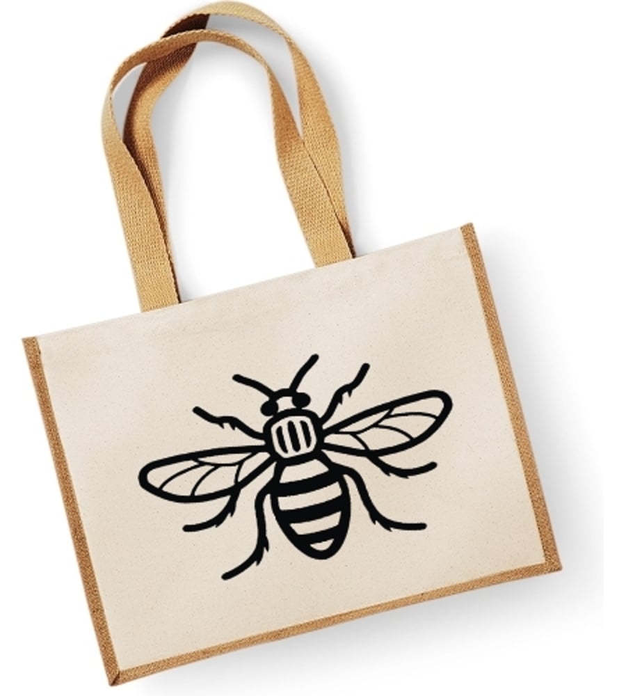 Manchester Bee Large Jute Shopper Bag - Bee ( Plain Bee )