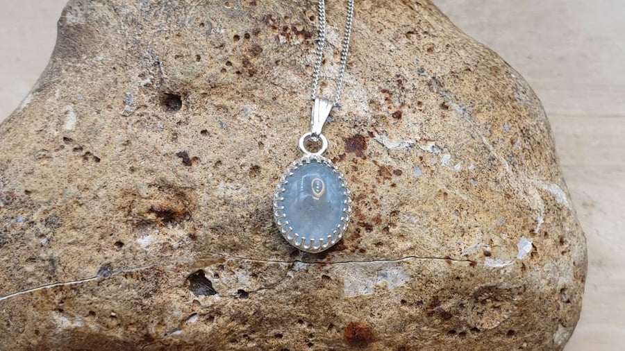 Tiny minimalist Aquamarine pendant necklace. 10x8mm Gemstone 