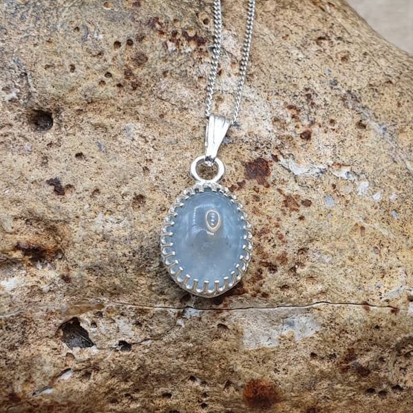 Tiny minimalist Aquamarine pendant necklace. 10x8mm Gemstone 