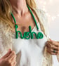 Santa Themed Red Cotton Rope necklace, Hoho word Cotton Rope Necklace, Christmas - Image 1