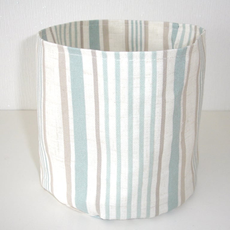 Toilet Roll Holder Loo Storage Basket Bathroom Kitchen Duck Egg Stripes Tidy