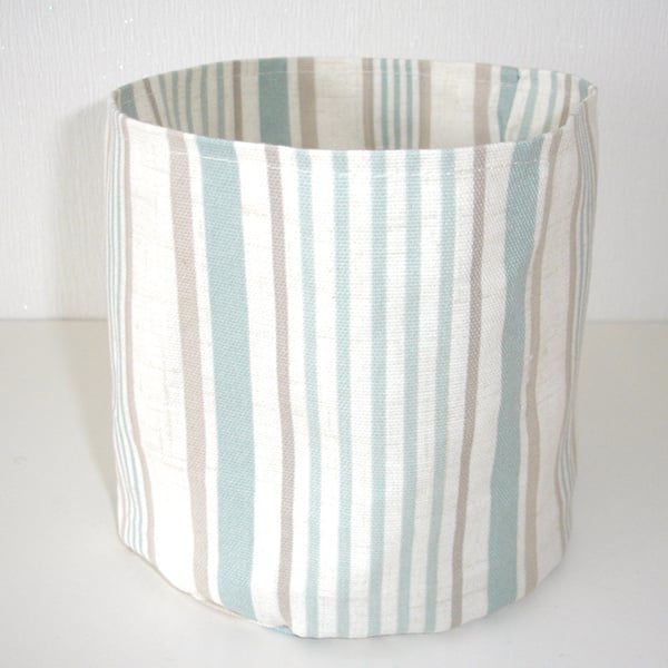 Toilet Roll Holder Loo Storage Basket Bathroom Kitchen Duck Egg Stripes Tidy
