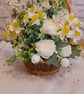 Vintage basket of daffodils and roses