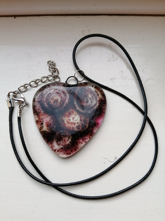 Fused Glass  Hearts and Flowers Pendant