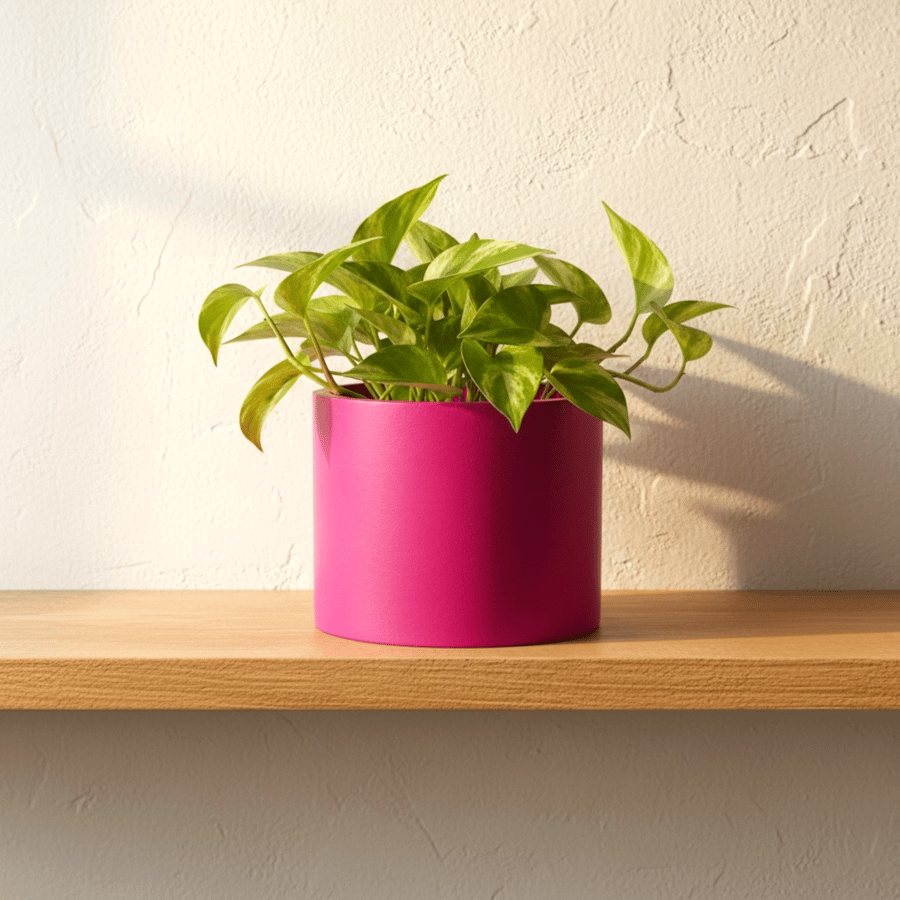 Large 15 cm Handmade Magenta Pink Plant Pot for Indoor Houseplants