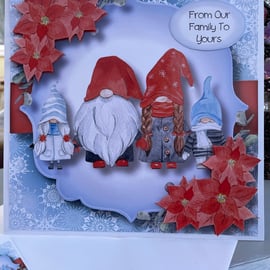 Gnome family From our family to yours luxury christmas card