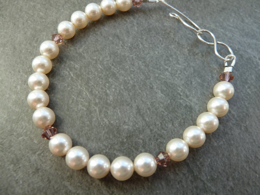 pearl bracelet, sterling silver