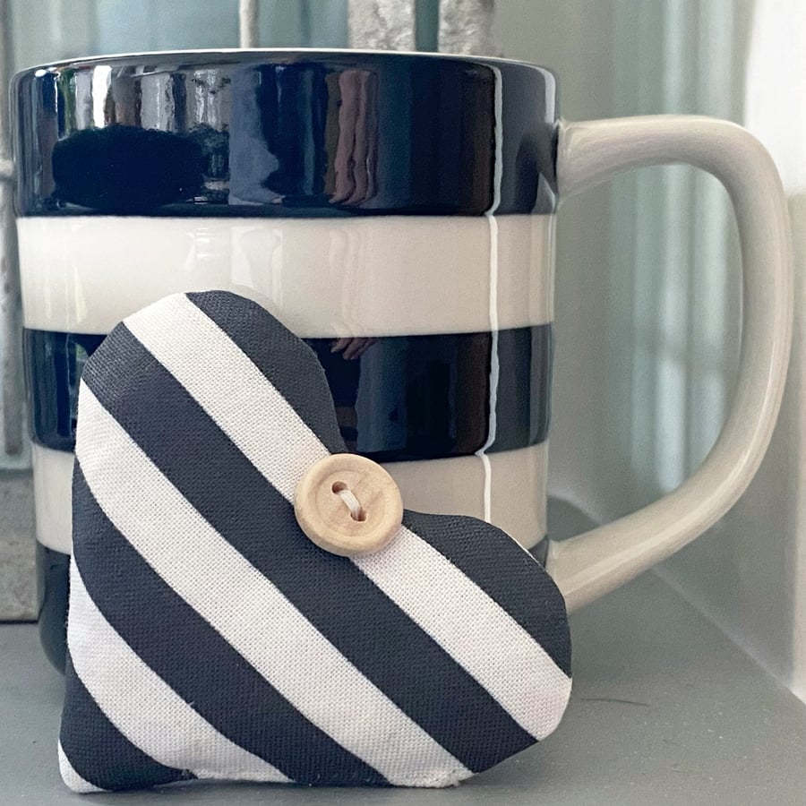 SALE - LAVENDER HEART - black and white stripes, lavender