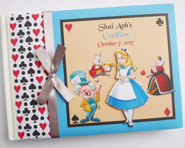 Personalised Alice in Wonderland Birthday Guest Book