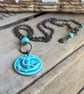 Handmade Ceramic Anchor Necklace. Nautical Style Pendant with Brass Chain - Image 1