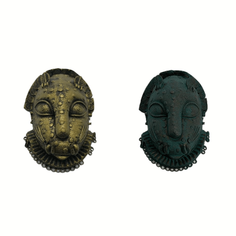 leopard mask fridgemagnet, benin bronze decoration, african tribal art, animal 