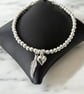 Sterling Silver Feather Heart Charm Bracelet, Adjustable Slider Clasp - Image 6