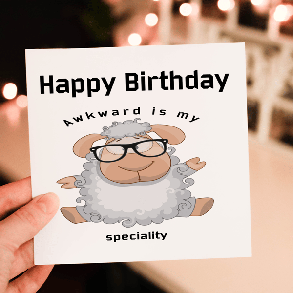 Awkward Sheep Birthday Card, Card for Birthday, Greetings Card, Funny Sheep