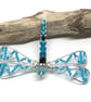 Silver Dragonfly Brooch, With Blue Crystals - Image 2