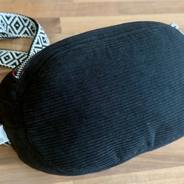 Black Corduroy Crossbody Bag