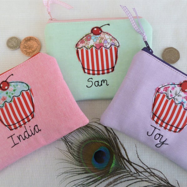 Personalised Cupcake Wallet - Purse or Pouch with Choice of Fabric & Custom Name