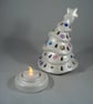 White Glittery Ceramic Xmas Christmas Tree Candle Tea Light Holder Decoration.   - Image 6