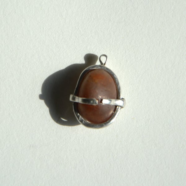 2 rings brown quartz pendant