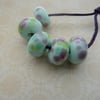 mint frit handmade lampwork glass beads