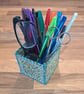 Medium container for office items - green and teal pattern - Image 3