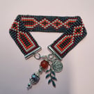 Handmade Bead loom Bracelet with Charms