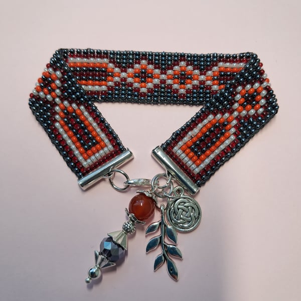 Handmade Bead loom Bracelet with Charms