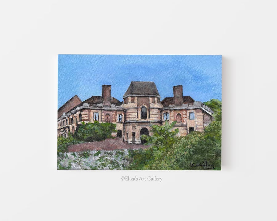 Original Eltham Palace London Art Acrylic Painting 7x5 Inches