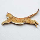 Ginger Tabby Cat Brooch,  Illustrated Wooden Jewellery,  eco friendly gift