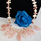 A beautiful bespoke freshwater pearl and pink quartz necklace 