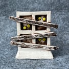 Ceramic Spooky Boarded Up Creepy Cute Halloween Window 